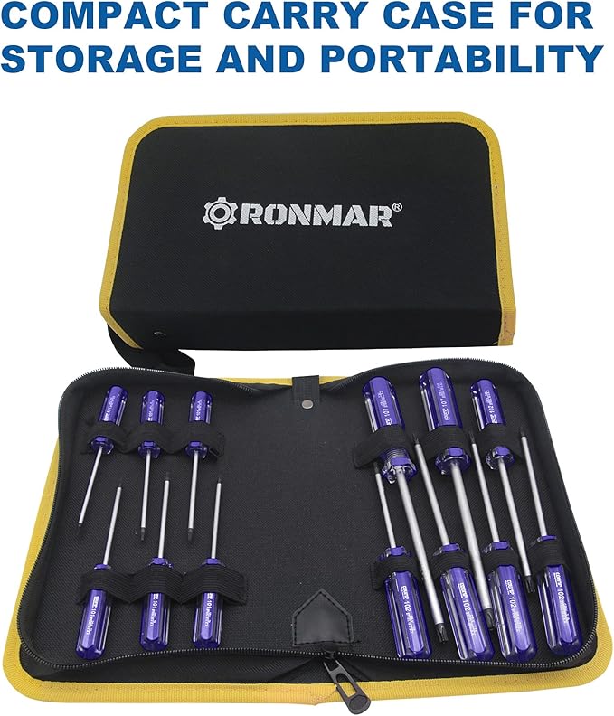 13-Piece Magnetic Torx Screwdrivers Set, Security Tamper Proof, T4、T5、T6、T7、T8、T9、T10、T15、T20、T25、T27、T30、T40 (blue)