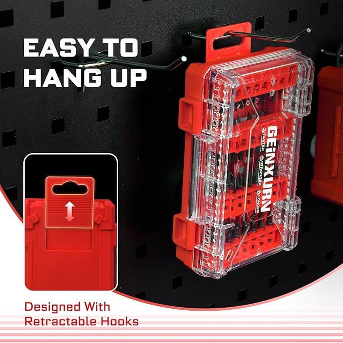 35Pieces Impact Screwdriver Bits Set, Magnetic S2 Steel 1”/2”/3” Phillips/Square/Torx/Slotted Bits Tips,Impact Bit Holder with Red Storage Box Case