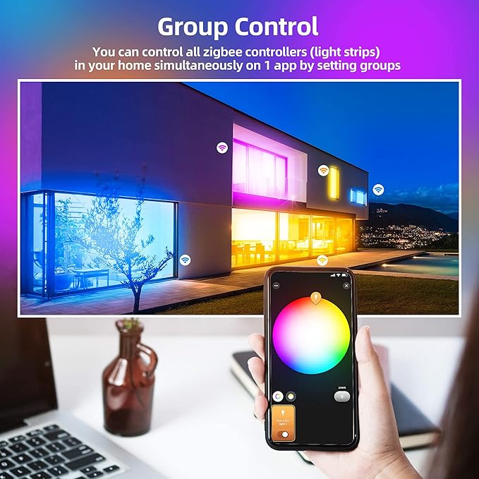 GIDERWEL Smart Zigbee 3.0 LED Controller RGBWW Work with ZigBee Hub Bridge,Echo Plus,Tuya Smart Hub for APP/Voice Control RGBCCT RGBW LED Strip Dimming and Color Changing(only Zigbee Controller)
