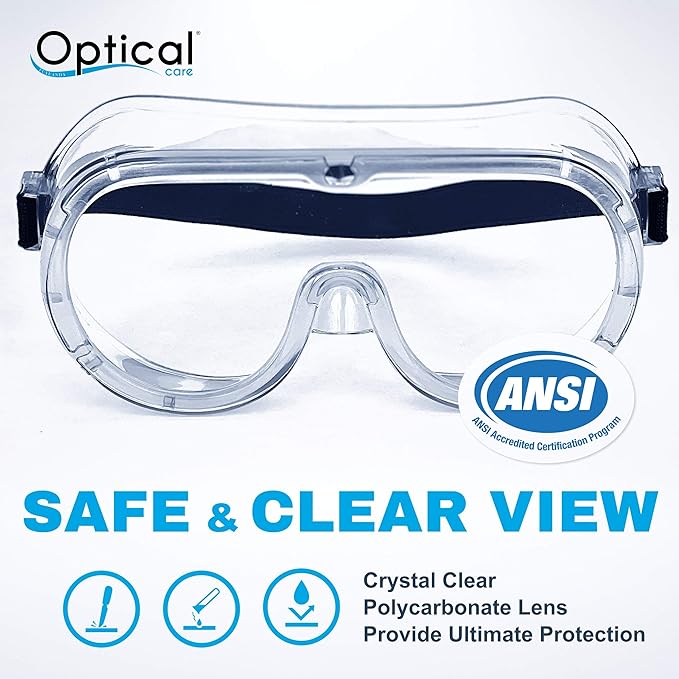 Safety Goggles FDA Registered Anti-Fog Fits Over Glasses Scratch Resistant Lab Science Chemistry Work Nurse