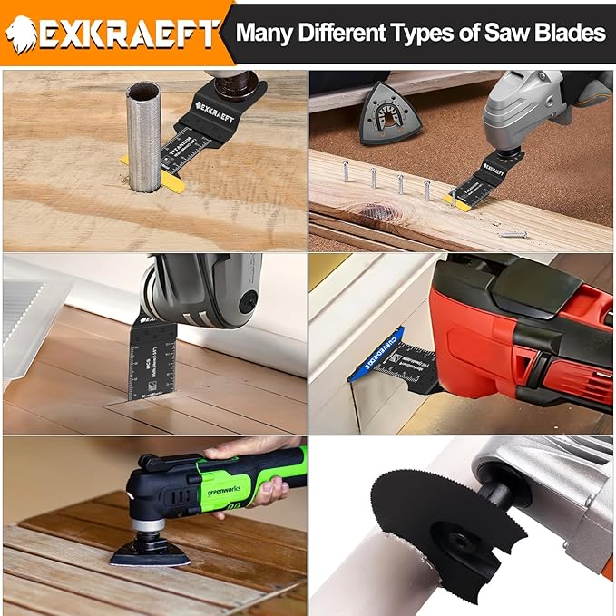 136 PCS Oscillating Tool Blade, Multi Tool Blades Kits with Sandpaper, Arc Edge & Titanium, Oscillating Saw Blades for Wood Metal, Universal Multitool Blades Fit Milwaukee, Ryobi