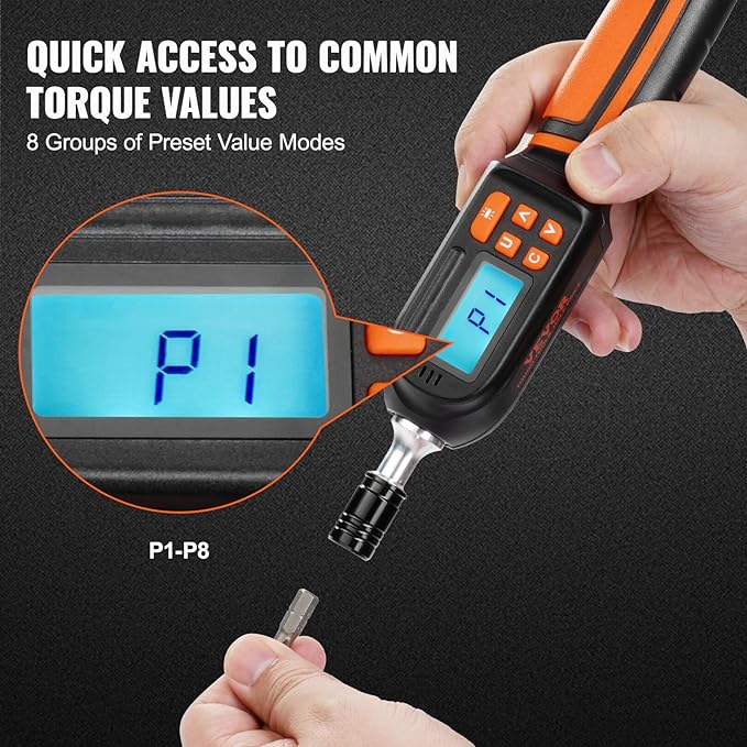 VEVOR Digital Torque Screwdriver, 1/4" Drive Screwdriver Torque Wrench, Electrician Torque Screwdriver with LCD, 2.65-70.67 in-lbs Torque Range, 0.01 N.m Increment Torque Screwdriver with Bits & Case