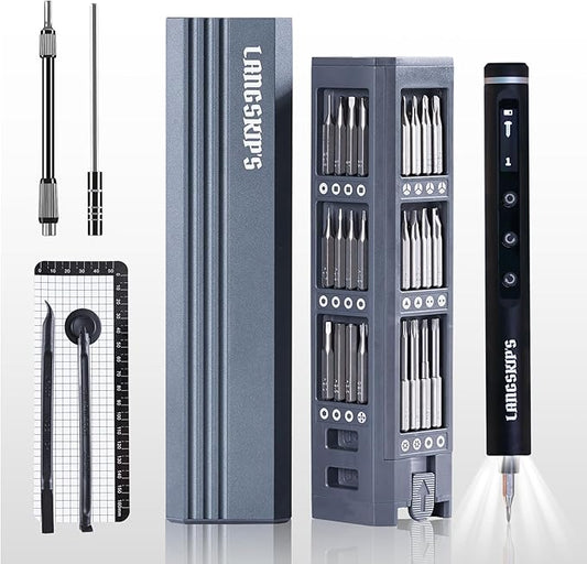 LANGSKIP'S 49 IN 1 Precision Electric Small Screwdriver, 5 Torque Settings Mini Electric Cordless Magnetic Screwdriver Set, 3.7V Rechargeable Kit with LED Display for Electronics Phone Glasses Watch
