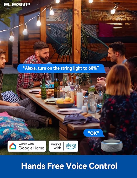 ELEGRP PQR22 Outdoor Smart Dimmer Plug Waterproof IP66, Smart WiFi Plug with 2 Individually Sockets, Compatible with Alexa & Google Assistant, Outdoor Dimmer for String Lights, UL Listed, 1 Pack