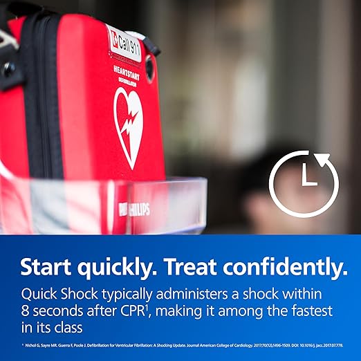 Philips HeartStart OnSite AED Defibrillator with Portable Emergency Medical Kit, CPR Guidance and Voice Prompts, with Slim Carry Case, M5066A-C02