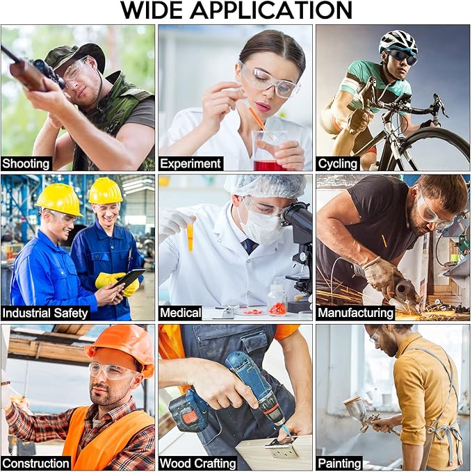 48 Pack Safety Glasses Bulk Clear Safety Goggles Black Tinted Eye Protection Glasses Anti Dust Impact Scratch Resistant Protective Eyewear for Men Women Work Lab Construction Carpentry Shooting