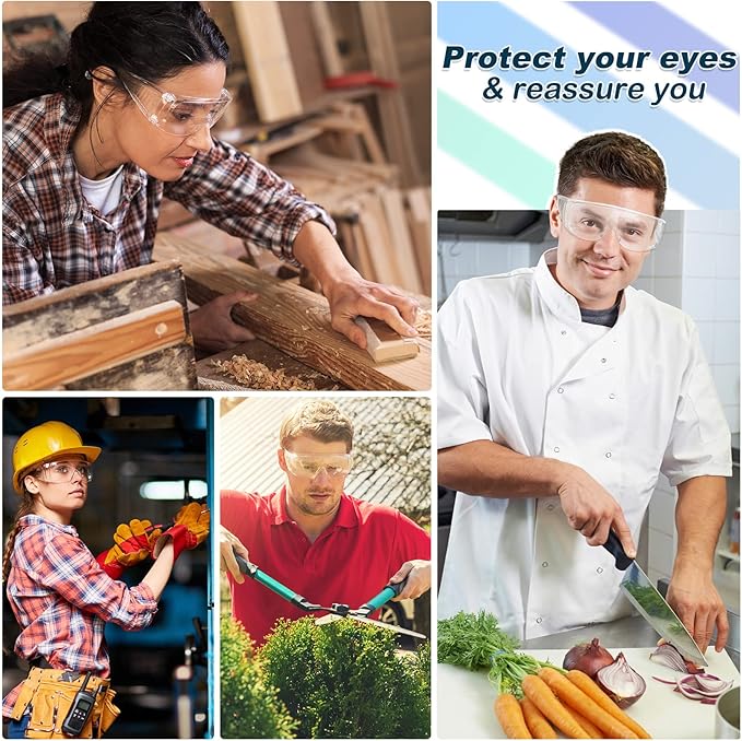 WFEANG Clear Safety Glasses bulk, Lightweight Protective Eyewear For Men Women, Over Goggles Impact Scratch Resistant