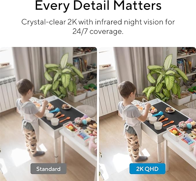 Dot 2K QHD Wireless Smart Security Camera, 170° Wide Angle, AI Human Detection, 2 Way Audio, Night Vision, Free 7 Day Cloud Storage, Indoor/Outdoor, 2.4Ghz Only