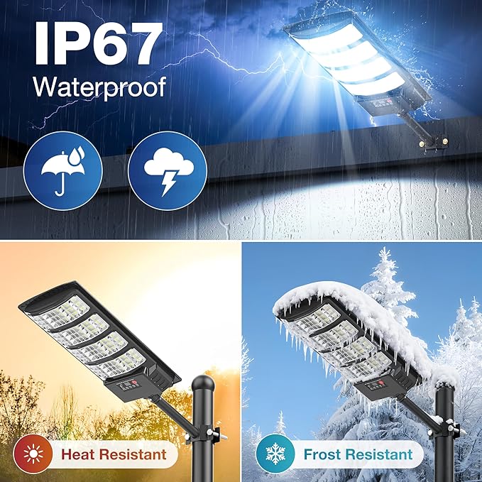 2-Pack Solar Lights Outdoor, Solar LED Security Lights, IP66 Waterproof Outdoor Flood Lights with Motion Sensor & Remote, 6500K Dusk to Dawn Solar Lights for Yard, Garage, Porch, Street