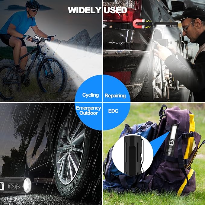 Small LED Rechargeable Magnetic Flashlights 20000 High Lumens - Super Bright Long Beam Pocket Powerful Flashlight 8 Modes with COB Work Light, Dual Button Tactical Flashlight for Camping Emergency