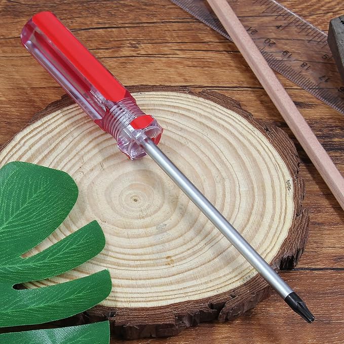 T15 Torx Security Screwdriver with Magnetic Tip Plastic Grip, Torx Screwdriver for Computer Repairing, Home Appliances(Red, 178mm/ 7")