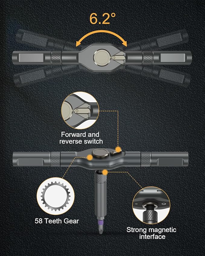 43 in 1 Ratchet Screwdriver Set, Magnetic Screwdriver Set, 2025 New Model Repair Tool Kit with DIY Ratchet Handle, Metal Pry Bar, 40 Precision Bits for Electronics, Furniture Assembly,Bicycle