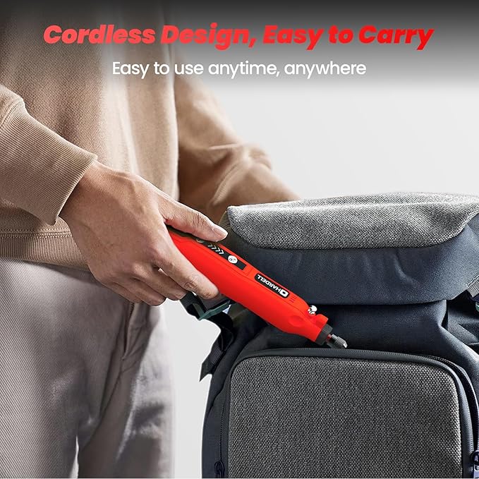 HARDELL Mini Cordless Rotary Tool Kit, 5-Speed and USB Charging with 69 Accessories, Multi-Purpose 3.7V Power Rotary Tool for Sanding, Polishing, Drilling, Etching, Engraving, DIY Crafts (Red)