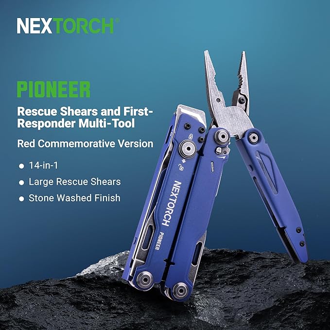 NEXTORCH PIONEER MT20 14-IN-1 Multi-tools Full-Size,Versatile Multi-tool Set with Scissors Needle Nose Pliers Pocket Clip Multi-tool for DIY Home Garden Outdoors Everyday Carry Men Gift Color (BLUE)