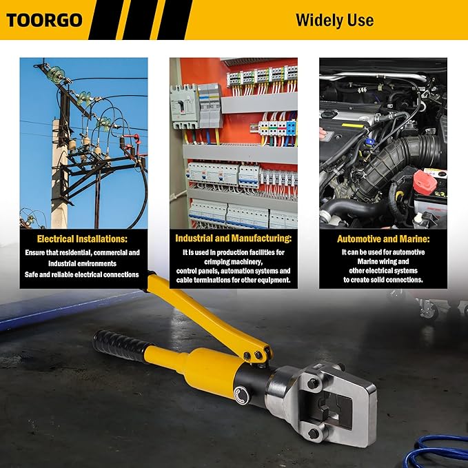 Crimping Tool, 6 AWG to 1000 MCM Hydraulic Plier, 20 Ton Copper and Aluminum Terminal Wire Lug Hydraulic Crimper, Crimping Tool Kit with 13 Dies