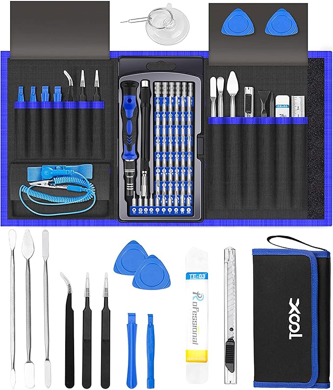 XOOL 82 in 1 Precision Screwdriver Set, Magnetic Electronics Repair Tool Kit with Flexible Shaft and Extension Rod, Compatible for PC, Laptop, iPhone, PS4, PS5, Xbox, Camera, Computer, Tablet