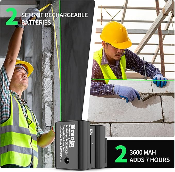 12 Lines Laser Level 3x360° Self Leveling Green Laser Level,3D Green Cross Line for Construction and Picture Hanging,Laser measurement calibration tool,with 2 Rechargeable Battery and Tool Kit
