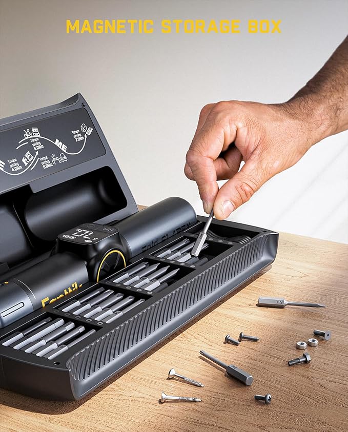 Fanttik S1 APEX Electric Screwdriver, Pivot Handle Screwdriver, Max 7N.m High Torque, 2 Speed Options, 1/4''Hex, Screen Interaction, Tech Tool for DIY Enthusiasts-Deluxe Edition