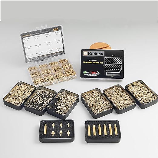 Kadrick 200Pcs M3 Threaded Inserts for 3D Printing Components,M3*5mm*4.5mm Metric Brass Knurled Nuts, Insert by Heat into Plastic Parts