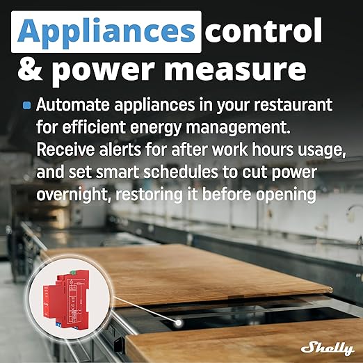 Shelly Pro 1PM | Wi-Fi & LAN, 1-Channel Smart Relay Switch with Power Metering | Home & Facility Automation | Compatible with Alexa & Google | iOS Android App | Remote Appliances Control