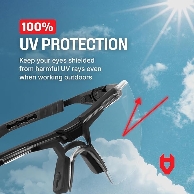 NoCry Anti Fog Safety Glasses for Men and Women – ANSI Z87 Rated, Scratch-Resistant Eyewear with Adjustable Temples and Nose Pad – 100% UV Eye Protection