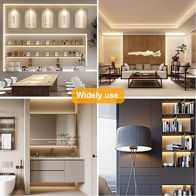 COB LED Strip Lights Natural White,24V Dimmable led Light Strip KIT with Remote and app Control,4000K 32.8FT/2 * 5m 8mm Wide Ra>90 Cuttable Flexible Strip Lights for Bedroom,Shelf,Cabinet