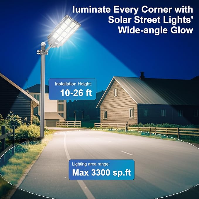 3-Pack Solar Parking Lot Light - 8000W Solar Street Light 360000LM Dusk to Dawn Street Lights Solar Powered, IP67 Waterproof Solar Wide Angle Lamp with Motion Sensor for Yard, Road