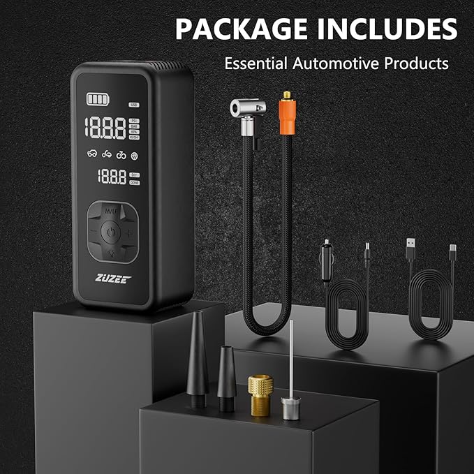 Tire Inflator Portable Air Compressor - 4X Faster Inflation, 150PSI Air Pump for Car Tires with Digital Pressure Gauge/LED Light, 20000mAh Portable Tire Inflator for Car, Moto, Bike, Ball, etc(Black)