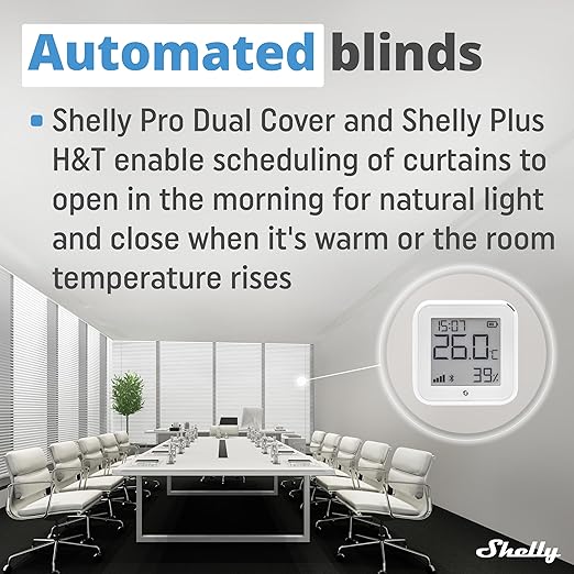 Shelly Pro Dual Cover/Shutter PM | LAN and Wi-Fi Connection, Professional DIN Rail Smart Dual Cover/Shutter Controller with 2 Covers 16 A Each | Home Automation | Precise Power Metering