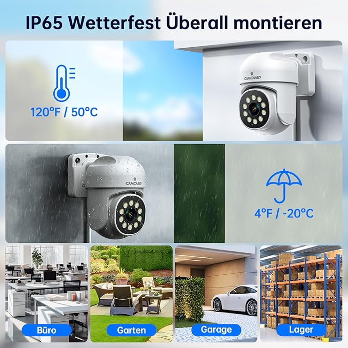 Camcamp 5MP Home Security Camera System, 4Pcs POE Wired Cameras for Home Security with 8CH 4K CCTV NVR, Auto Tracking, 2-Way Audio, Color Night Vision, 500GB HDD 24/7 Recording for Outdoor, Business