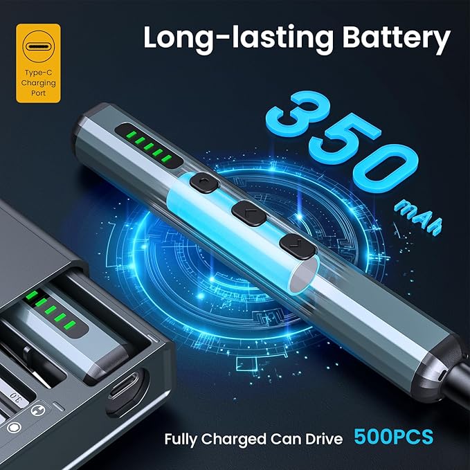 70-in-1 Cordless Electric Screwdriver Set with 64 S2 Steel Bits: 3.7V USB-C Rechargeable, 5 Torque Settings & 4 LED Lights, Mini Repair Kit for PC, RC Electronics, Phones, Laptops, Glasses, Clocks