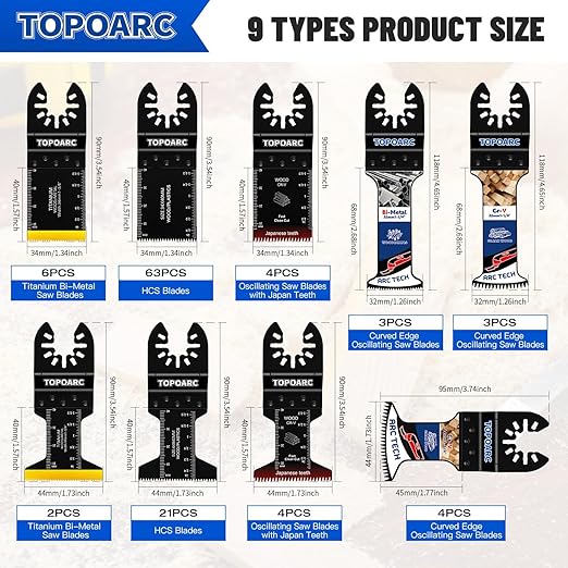110 PCS Oscillating Tool Blade Titanium Oscillating Saw Blades Professional Japanese Teeth Multitool Blades Quick Release Saw Blades Kits Compatible with Dewalt Milwaukee Rockwell Fein Makita