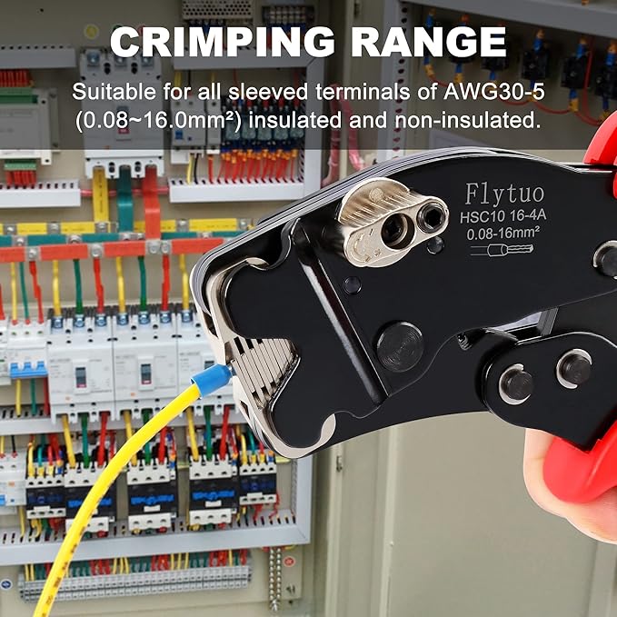 Front Loading Ferrule Crimp Tool and Ferrule Crimper Works for End Sleeves Ferrules and Wire End Terminals from AWG 30-5