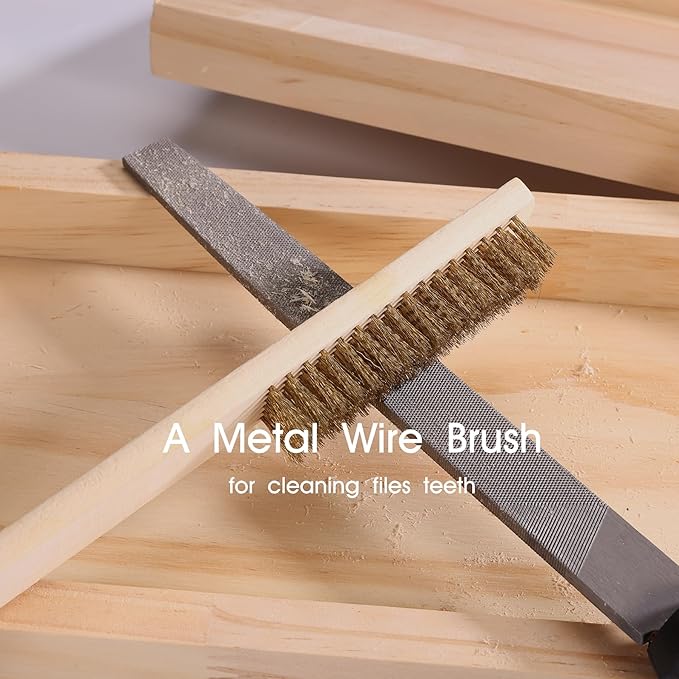 REXBETI 25Pcs Metal File Set, Premium Grade T12 Drop Forged Alloy Steel, Flat/Triangle/Half-round/Round Large File and 12pcs Needle Files with Carry Case, 6pcs Sandpaper, Brush, A Pair Working Gloves