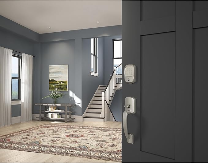 SCHLAGE BE489WB GRW 619 Encode WiFi Deadbolt Smart Lock, Keyless Entry Touchscreen Door Lock with Greenwich Trim, Satin Nickel