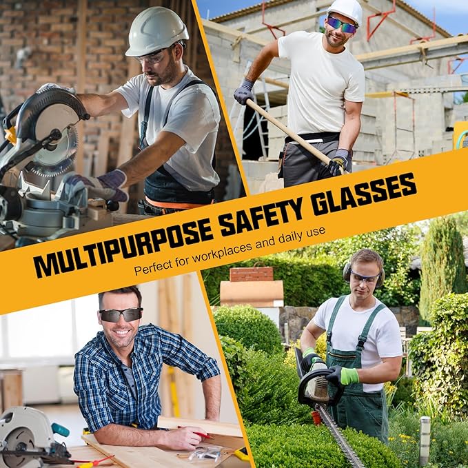 OXG 12 Pack Anti Fog Safety Glasses for Men, Impact Scratch Resistant Protective Eyewear ANSI Z87.1 Approved