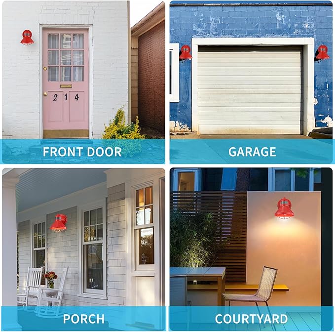 LONEDRUID Motion Sensor Outdoor LED Wall Sconce Dusk to Dawn Exterior Barn Lighting Fixtures Red Outside Porch Light Waterproof Farmhouse Wall Mount Lamp for House Garage Entryway