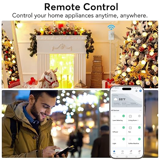 EIGHTREE Smart Plug, Smart Home WiFi Outlet Works with Alexa & Google Home, Smart Socket with Remote Control & Timer Function, 2.4GHz WiFi Only, 4 Packs