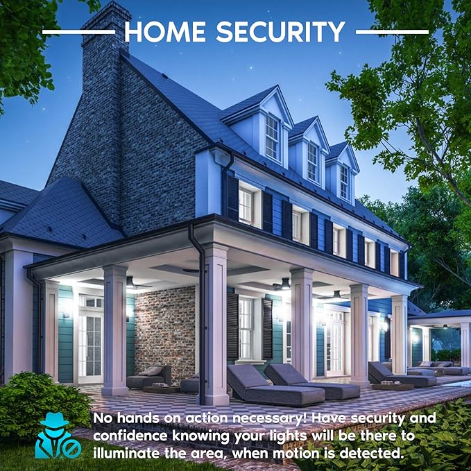 LUXRITE A19 LED Motion Sensor Light Bulbs, 60W Equivalent, Motion Activated Dusk to Dawn Sensor, 5000K Bright White, 800 Lumens, Security Light Bulb, Indoor/Outdoor, UL Listed, E26 Base (6 Pack)