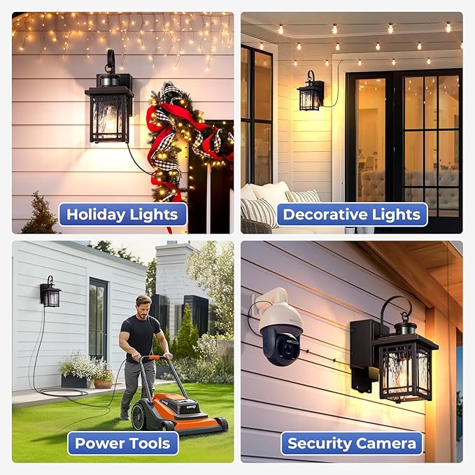 2-Pack Porch Light with GFCI Outlet, Motion Sensor Outdoor Wall Light Wall Mount, Oil Rubbed Bronze Exterior Lighting Fixtures, Anti-Rust Outdoor Lantern Wall Sconce for Garage, Patio, Balcony