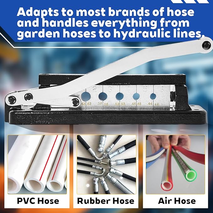 Heavy Duty Ferrules Hose Crimper Kit, Air Hose Crimping Tool Fits 1/4, 5/16, 3/8 Inch ID Hoses, Air Hose Crimper with Ferrules Fittings (100PK), 0.593" ID & 0.656" ID, Air Hose Repair Kit