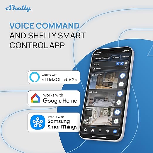 Shelly 1 Mini Gen4 | Wi-Fi, Zigbee & Matter Smart Relay Switch with Dry Contacts, 1-Channel 8A | Home Automation | Alexa, SmartThings, Google Home, Apple HomeKit Compatible | Garage Door Opener