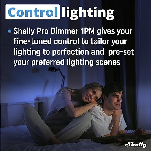 Shelly Pro Dimmer 1PM | Wi-Fi & LAN 1-Channel Smart Dimmer with Power Metering | Home Automation | Bluetooth Gateway | DIN Rail | Compatible with Alexa & Google Home | Dimmable Lights