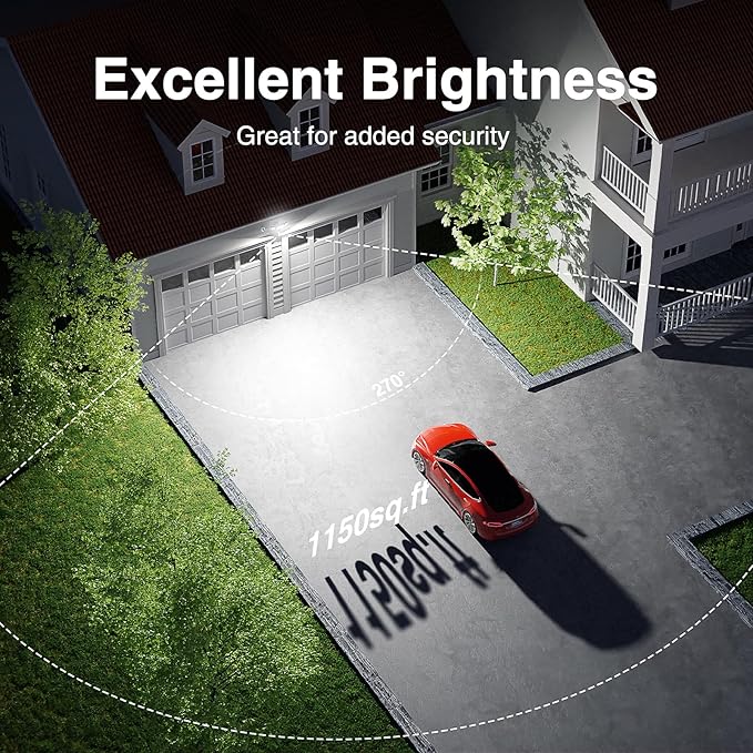 Onforu 65W LED Motion Sensor Outdoor Lights Plug in, Dusk to Dawn Flood Security Lighting Outside, Motion-Activated Detector Exterior Photocell Light Fixture, 6500LM 6500K IP65 Waterproof (Black)