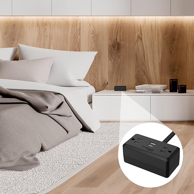 1250-Watt Plug-in Outlet with USB NHCP-001, Outlet Receptacle with USB Ports and Tamper Resistant, Type-A and Type-C USB Charging Outlet, Electrical Equipment for Home Improvement