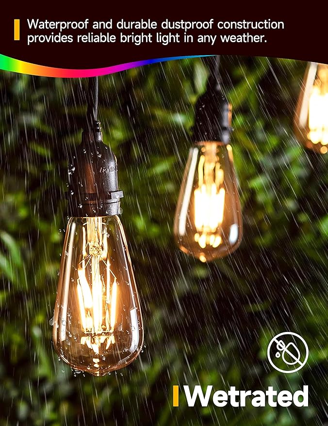 Dusk to Dawn Light Bulbs, Outdoor Light Bulbs, ST64 6W Equivalent 60W, 2700K Soft White, 600LM LED Outdoor Lighting, E26 Base, Photocell Sensor, Auto On/Off Bulb for Porch Patio Garage, 4 Pack