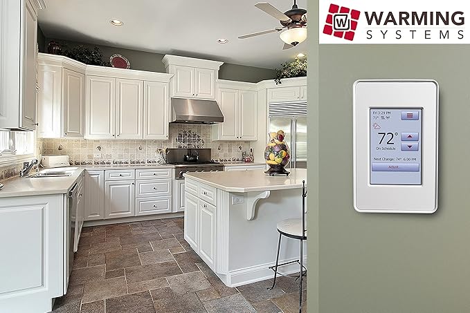 10 Sqft Warming Systems 120 V Electric Tile Radiant Floor Heating Mat with WIFI Touch Screen Programmable Thermostat. Includes Installation Monitor and Floor Temperature Sensor