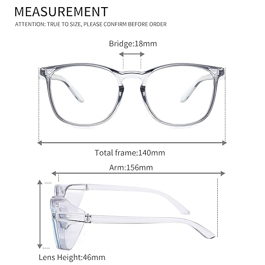 Alsenor Safety Glasses Anti Fog Goggles Protective Eyewear Blue Light Blocking Anti Dust UV Protection Glasses For Men Women (2 Pack (Blue + Clear))