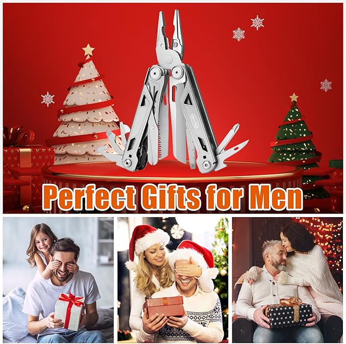 RoverTac 16-in-1 Multitool Pliers with Knife, Scissors, Saw & Screwdrivers – Heavy-Duty Multi Tool Pocket Knife with Nylon Sheath – Ideal for Camping, Hiking, Survival, DIY & Everyday Carry