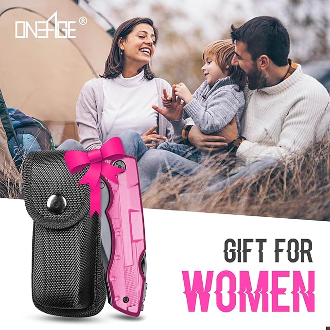Gifts for Women Wife Girlfriend Her - Mothers Day Gifts, Pin-k Multitool Knife - Christmas Birthday Gift for Women, Anniversary, Womens Stocking Stuffers - Gift for Woman Who Have Everything